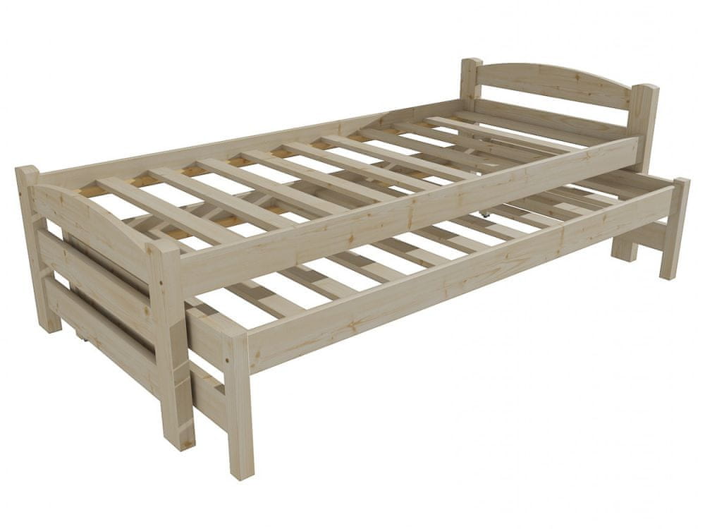 eoshop Detská posteľ s výsuvnou prístelkou DPV 025 (Rozmer: 80 x 200 cm, Farba dreva: surové drevo)